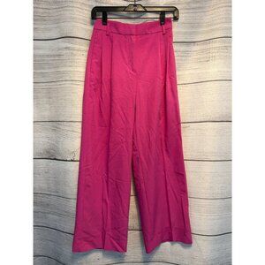 Bright Pink High Waisted Wide Leg Dress Pants